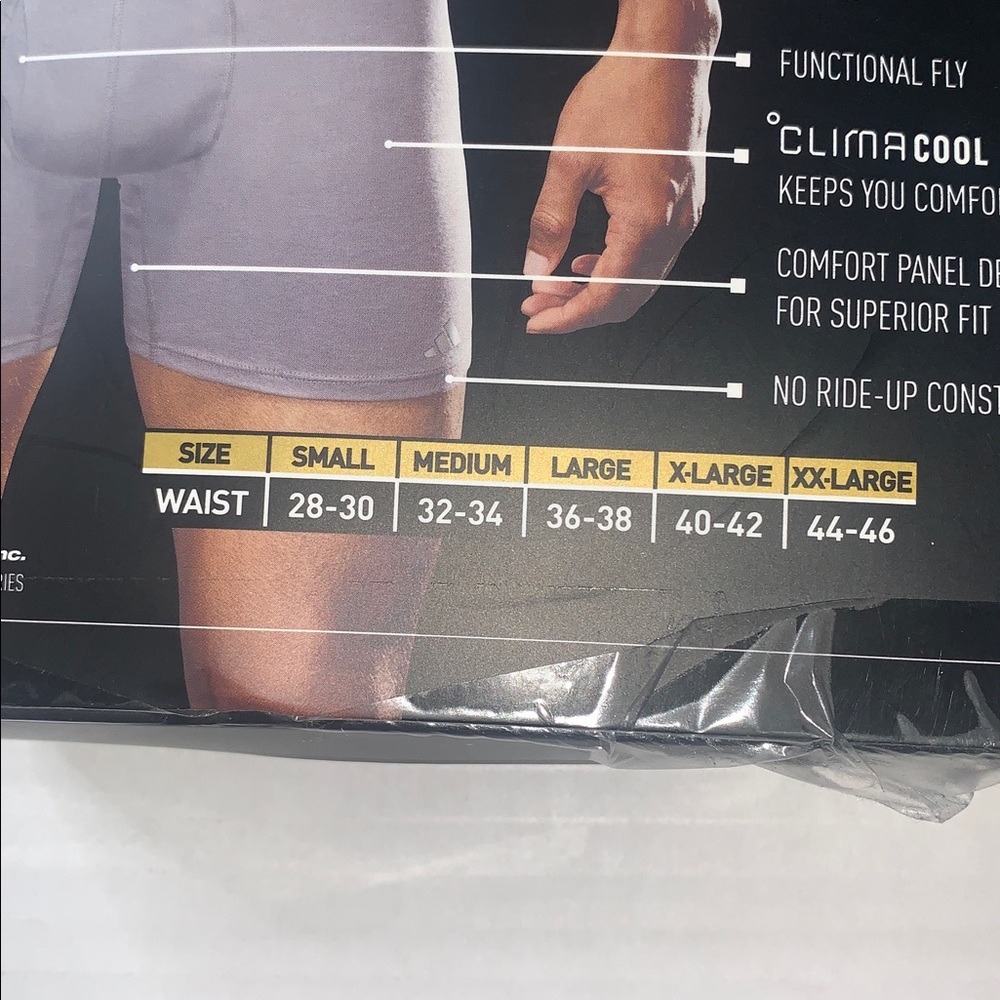 ADIDAS 3-Pack Luxe Comfort Boxer Briefs. Black/Heather Black. Size Large - Picture 9 of 11